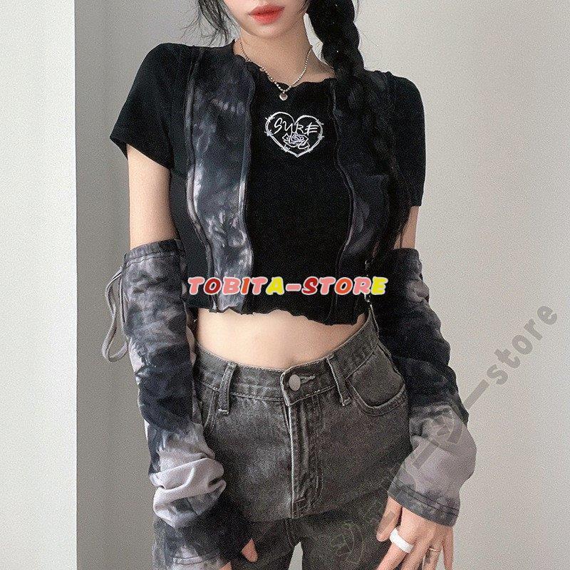 80%OFF!】-トップス レディース ダンス衣装 ショート丈 タイダイ 半袖T