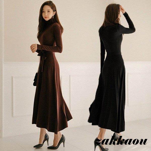 61％以上節約-ロングワンピース レディース ニットワンピース 秋 冬