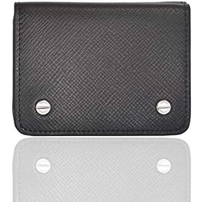 財布 メンズ 小さい 三つ折り ブランド コンパクト イタリアンレザー 牛革 薄型 ミニ財布 (GRAU BLACK （約）縦70mm ×)
