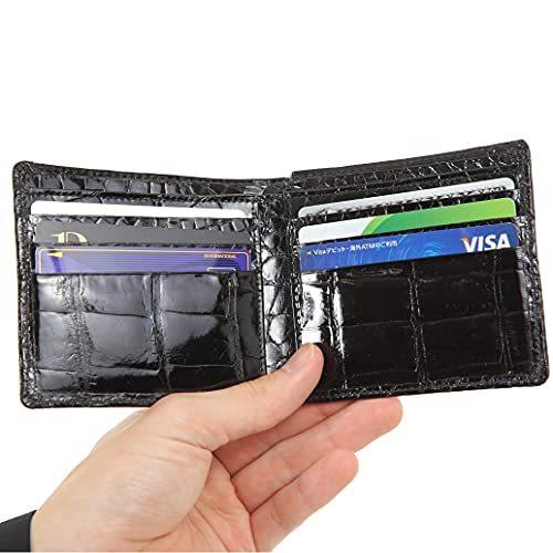 クロコダイル レザー カード 入れ 二つ折り 無双 本 ワニ 皮 革 メンズ 日本製の画像