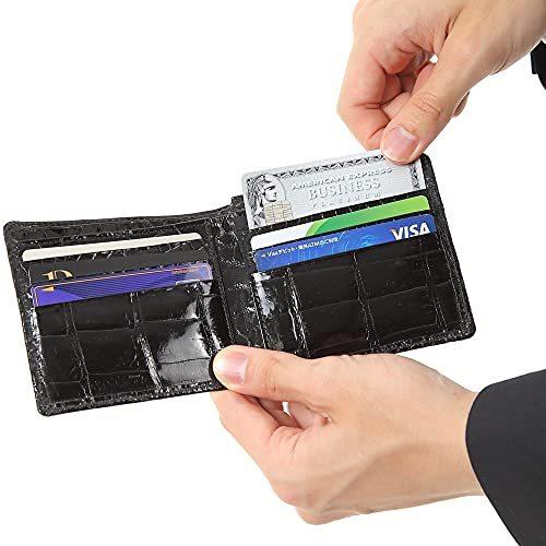 クロコダイル レザー カード 入れ 二つ折り 無双 本 ワニ 皮 革 メンズ 日本製の画像