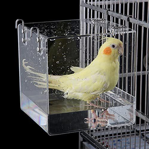 Hitasi 色々な 鳥 水浴び容器 バスタブ インコ 文鳥 小鳥用 アクリル 巣箱 ? 高品質の人気 シャワー 鳥用品 透明 容器 水浴び