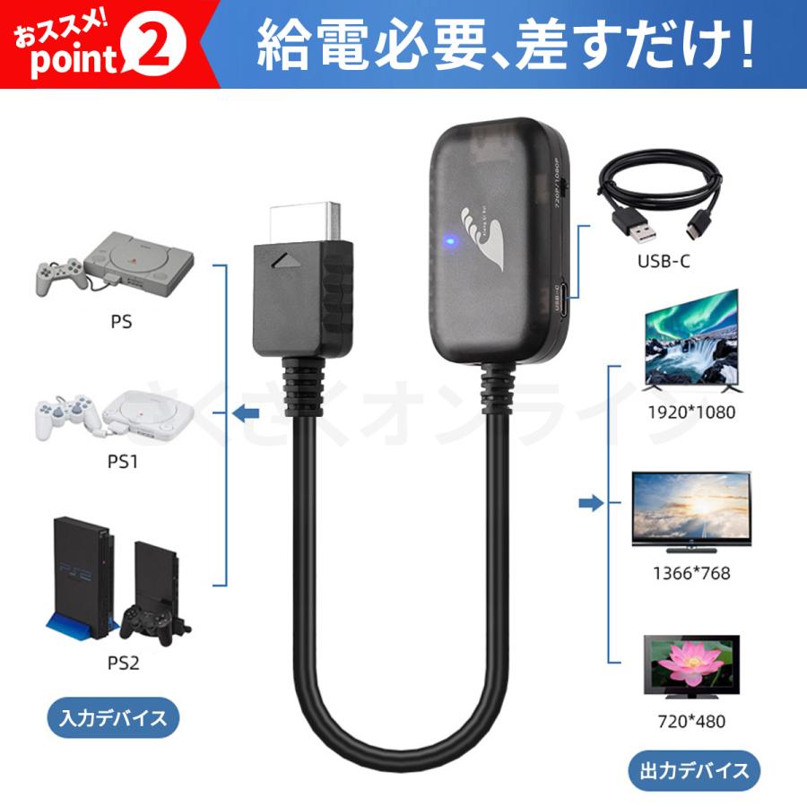 PS1 PS2 HDMI ケーブル 変換 コンバーター プレステ2 最新版 プレイステーション２ SONY Play Station｜sakusaku3939｜08