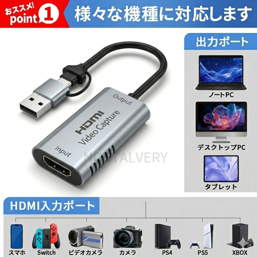 HDMI キャプチャーボード キャプチャー 4K 1080P フルHD 対応 USB Type