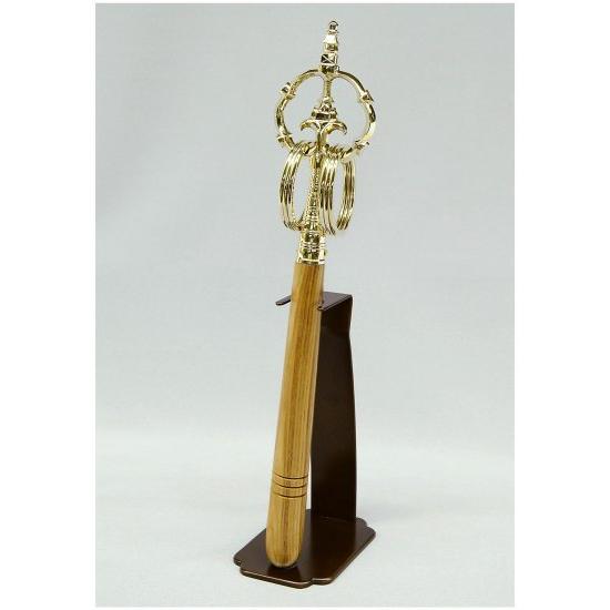 佐波理錫杖（鳴金）　6環　 白木柄付き　 大大サイズ（全長35cm）