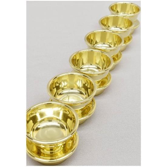 密教法具 六器 極上品 中サイズ 口径6.8cm 真鍮製 ミガキ仕上げ : 京
