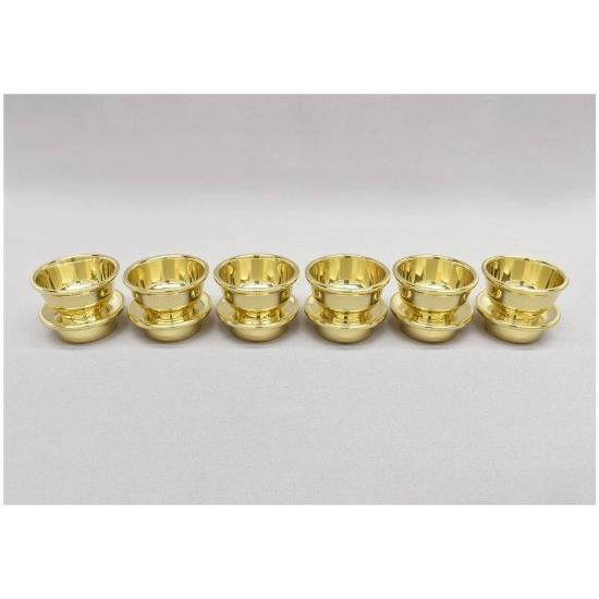 密教法具 六器 極上品 中サイズ 口径6.8cm 真鍮製 ミガキ仕上げ : 京