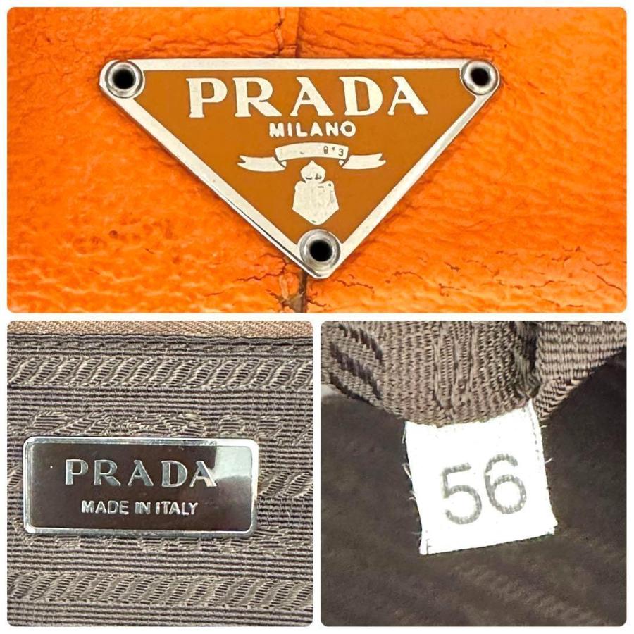 注文 《大特価！》 プラダ PRADA ハンドバッグ 三角ロゴプレート オレンジ レザー　8-25421