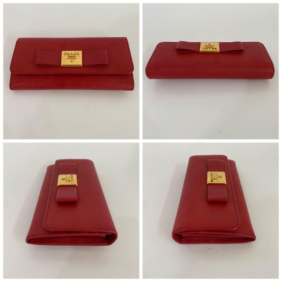 プラダ PRADA 長財布 リボン サフィアーノ ROSSO レッド 赤 自00222｜sakustore｜04