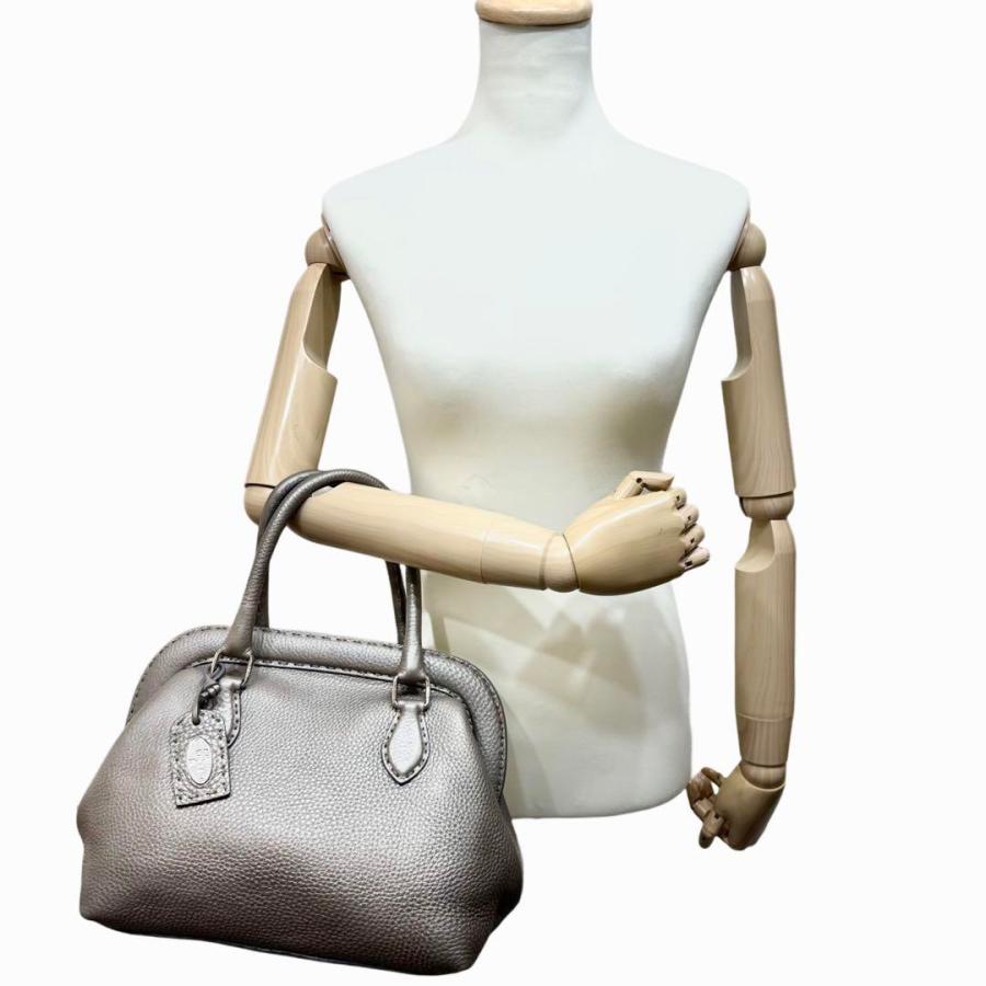 FENDI フェンディ ハンドバッグ セレリア シルバー レザー