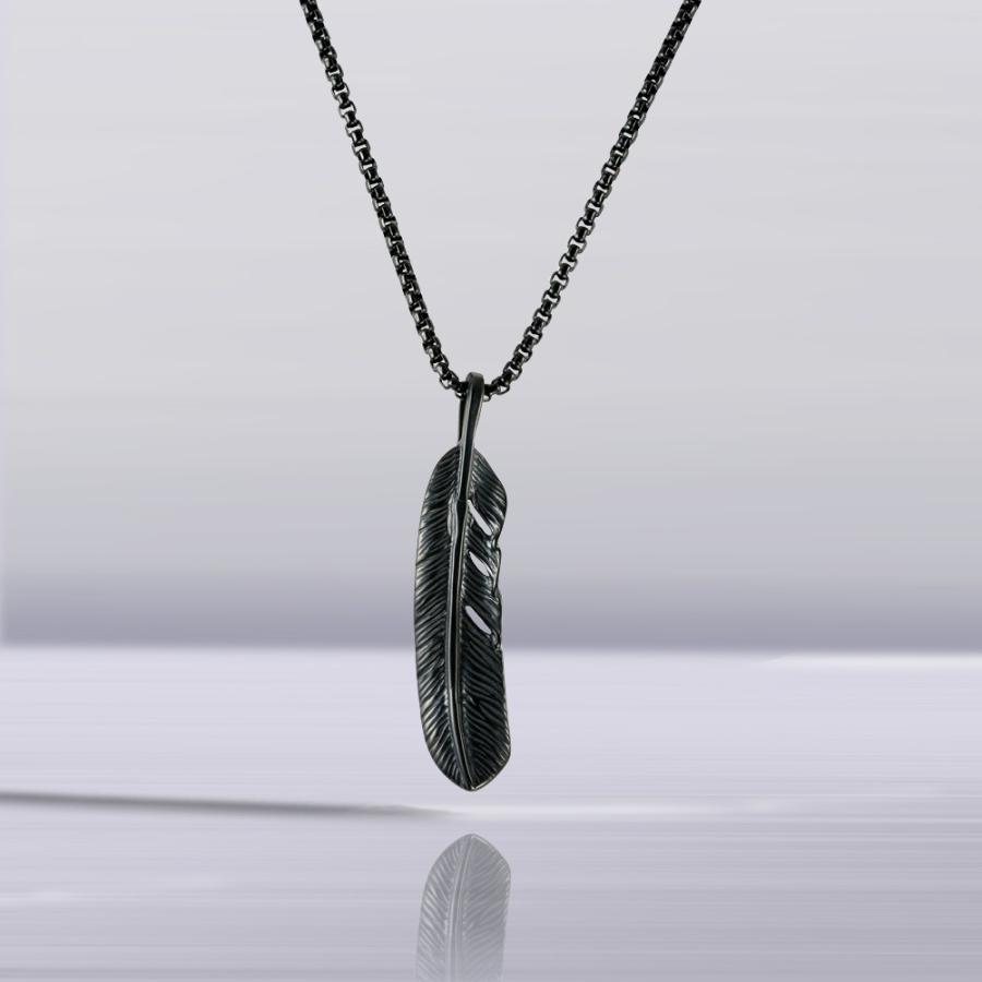 ネックレス メンズ ステンレス 黒 フェザー ブラック 羽 翼 50cm アクセサリー 3074 3074 メンズアクセサリー店sakuto 通販 Yahoo ショッピング