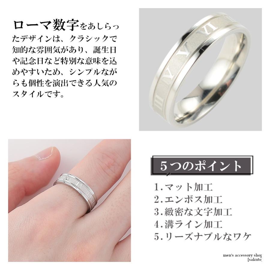 指輪 メンズ リング ステンレス ローマ数字 シンプル シルバー