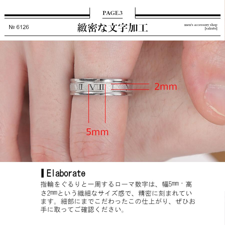 指輪 メンズ リング ステンレス ローマ数字 シンプル シルバー