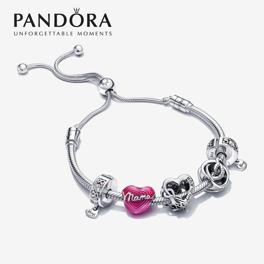 PANDORA パンドラ ブレスレット チャーム付き ハート 可愛い ピンク