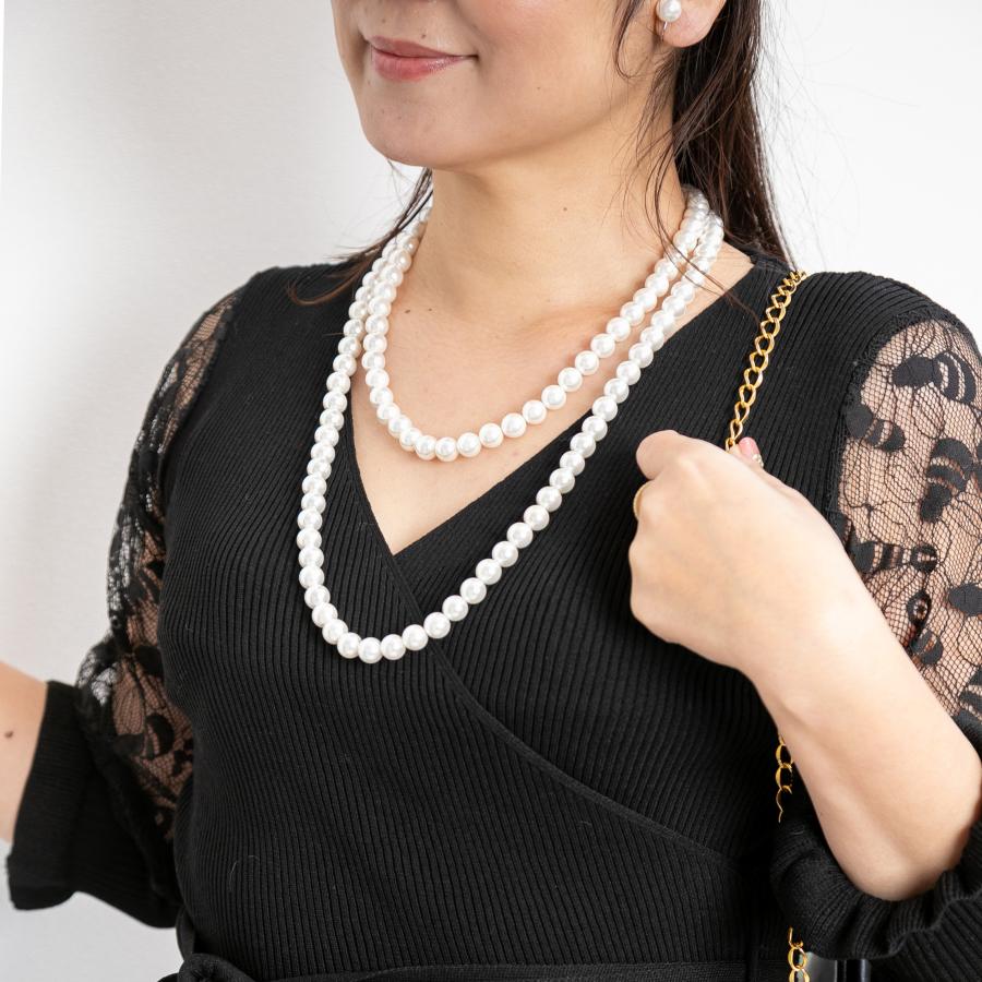Sakuya パールネックレス 2連 真珠 結婚式 ロング フォーマル Sakuya パールネックレス 2連 真珠 結婚式 ロング フォーマル