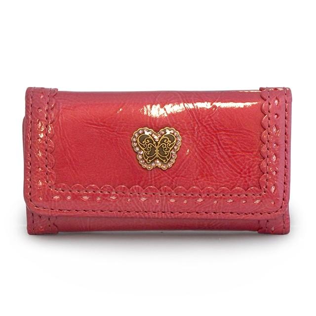 メール便無料 人気 ブランド 女性 レディース エナメル アーバン バタフライ Pink ピンク キーケース 4連 Sui Anna アナスイ 転職祝い 就職祝い 誕生日プレゼント プレゼント アナスイ 32 新品 花柄インナー キーリング付 財布 帽子 ファッション小物