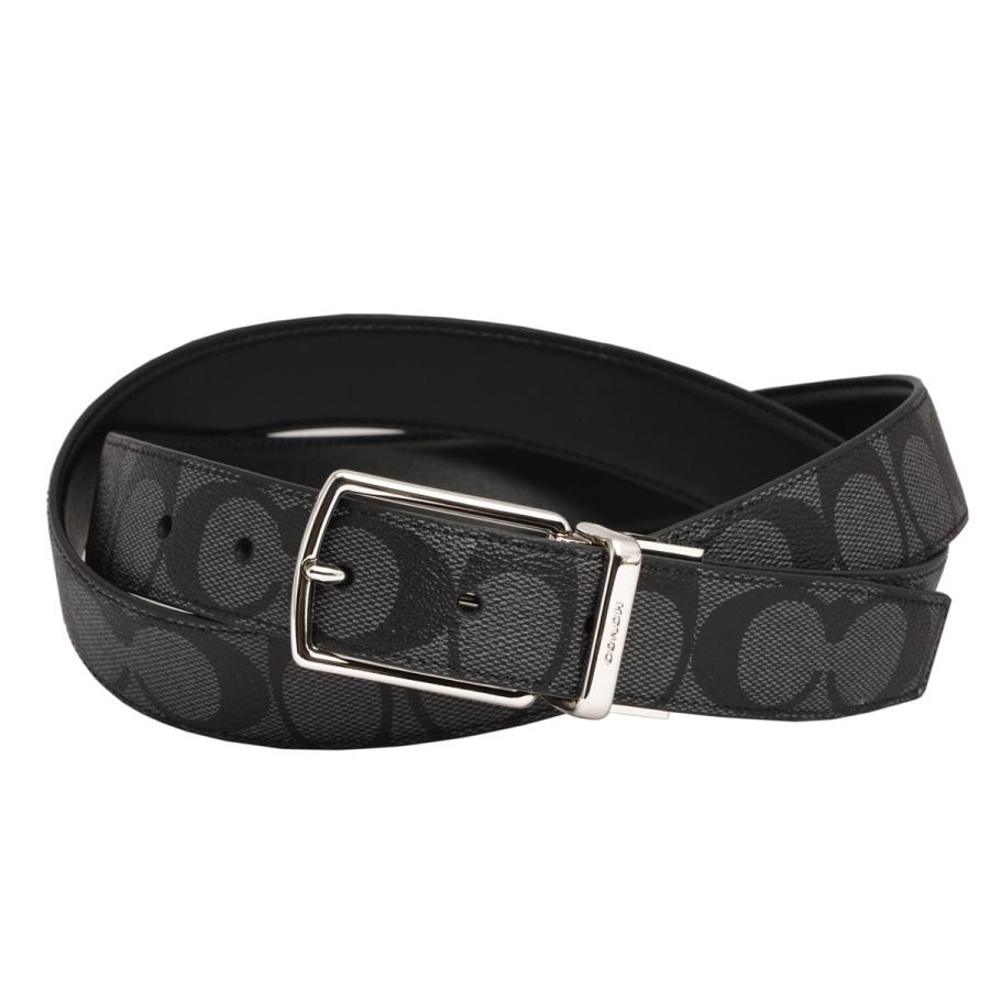 正規品販売 ベルト コーチ メンズ チャコールグレー ブラック ベルト シグネチャー モダンハーネス Belt Sigp Ctsr Mhrn Cq Bk F645 ベルト Factory Coach コーチファクトリー ブランド カット レザー アウトレット 財布 帽子 ファッション小物