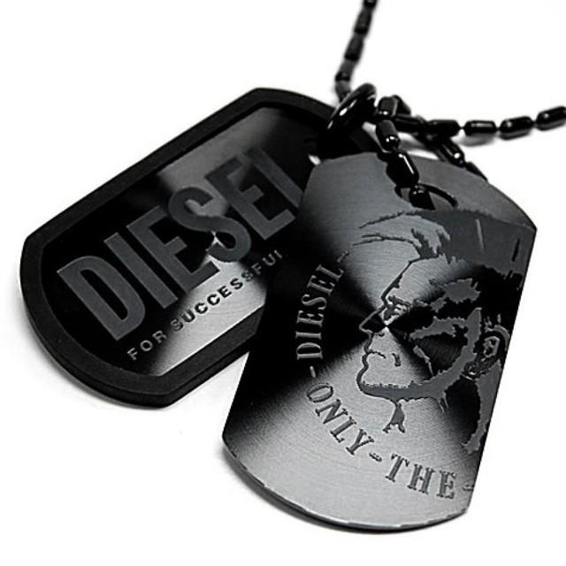 DIESEL ディーゼル ネックレス ブラック ダブルプレート メンズ DIESEL ディーゼル ネックレス ブラック ダブルプレート メンズ