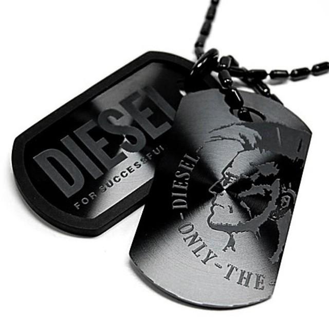 ディーゼル DIESEL ネックレス ブラック ダブルプレート メンズ