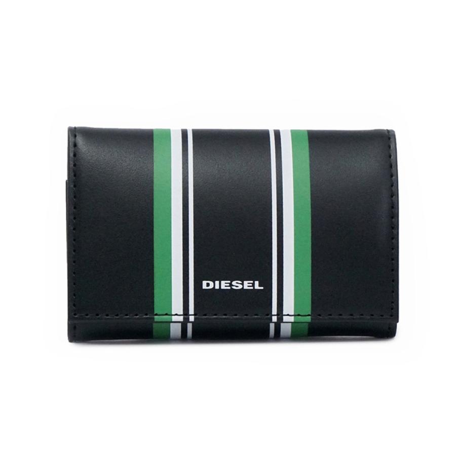 幸せなふたりに贈る結婚祝い 誕生日 ギフト ブラック グリーンストライプ 6連キーケース キーリング付き O Keycase H7580 Pr400 X キーケース Diesel ディーゼル 革 キーケース プレゼント 男性 30代 代 彼氏 財布 帽子 ファッション小物