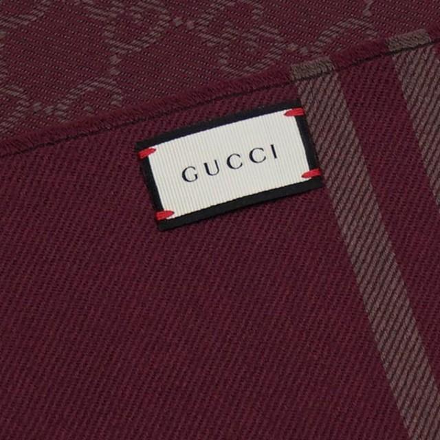 グッチ GUCCI メンズ マフラー レディース ブランド プレゼント クリスマス ホワイトデー バレンタイン 100995 GGパターンマフラー フリンジ スカーフ ワイン｜salada-bowl｜03