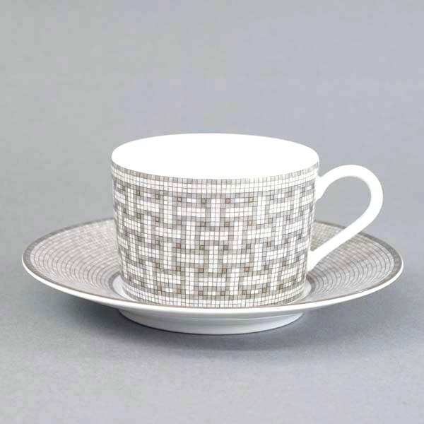エルメス HERMES カップ&ソーサー 35016P Mosaique Au 24 Platinum エルメス HERMES カップ&ソーサー 35016P Mosaique Au 24 Platinum