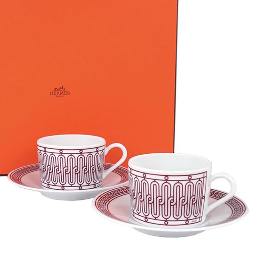 エルメス 食器 HERMES 041016P H DECO ROUGE TEA CUP AND SAUCER Hデコ ティーカップ&ソーサー