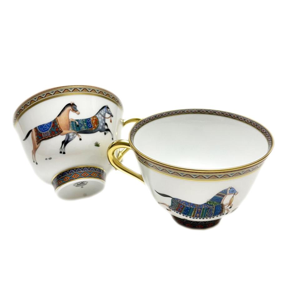 エルメス 食器 ペア HERMES 009885P CHEVAL DORIENT シュヴァルドリアン シュバルドリアン ティーカップ＆ソーサー セット TASSE A THE ET SOUCOUPE 2客セット｜salada-bowl｜02