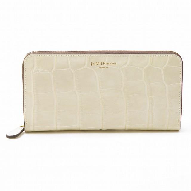 J M Davidson 長財布 クロコ型押し アイボリー 財布 本革 定番 長財布 レディース メンズ 革 スタッズ 使いやすい ラウンドファスナー クリスマス Jmdv Salada Bowl おしゃれブランド通販 通販 Yahoo ショッピング