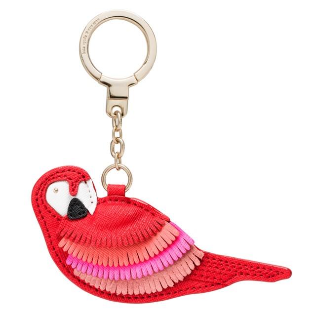 ケイトスペード kate spade キーフォブ キーリング キーホルダー バッグチャーム レザー オウム ブランド 女性 新作 LEATHER PARROT 革製のオウム レッドピンク｜salada-bowl