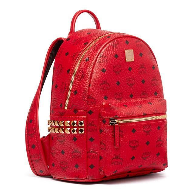 MCM エムシーエム リュック MMK6AVE37 RU001 バックパック BACKPACK SML RUBY ルビーレッド おしゃれ 通学 かわいい スタッズ 旅行 韓国 ファッション｜salada-bowl