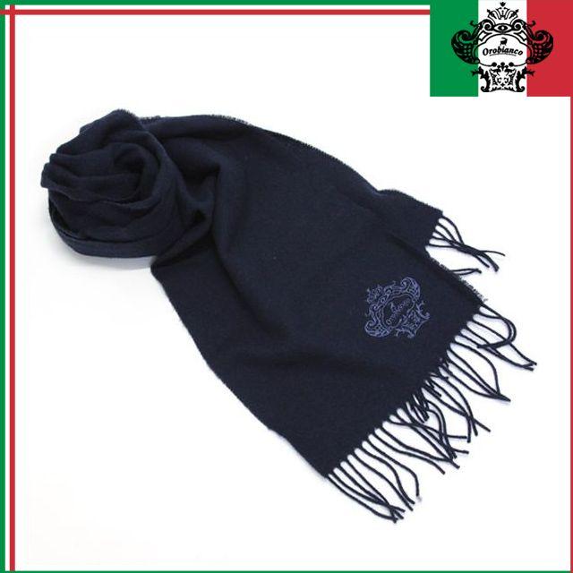円高還元 ブランド メンズ マフラー オロビアンコ 男性 プレゼント ストール メンズ マフラー オロビアンコ Orobianco Sd0707 1401 14秋冬新作 ネイビー メンズマフラー ストール ロゴ刺繍入り ウール Uk 財布 帽子 ファッション小物 Hermandad Estrella Org