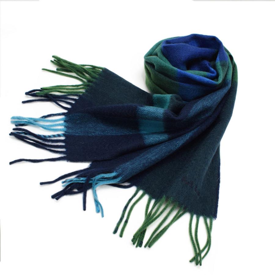 日本最大のブランド ポール グリーン系 ブルー系チェック柄 メンズ ストール カシミヤ マフラー チェック アマンダ Scarf Men 47 As09 877e M1a スカーフ Smith Paul ポールスミス 男性 プレゼント クリスマス ブランド メンズ マフラー 財布 帽子 ファッション小物