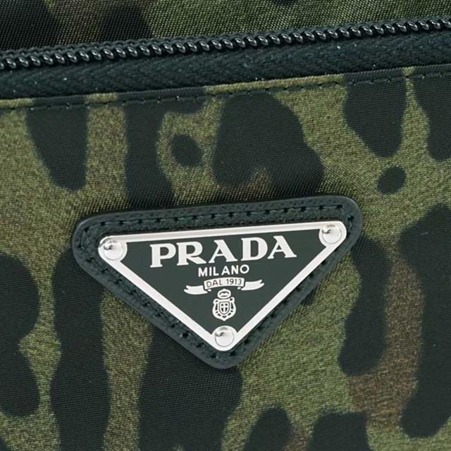 プラダ PRADA ポーチ 新品 ナイロン 化粧ポーチ レディース メンズ 小物入れ かわいい ブランド レオパード ヒョウ柄 ひょう柄 ミリタリーグリーン＋シルバー｜salada-bowl｜05