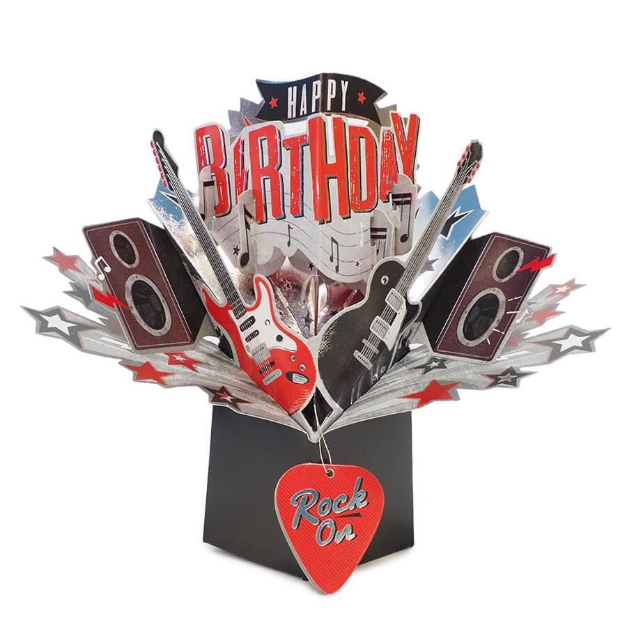 セカンドネイチャー ポップアップカード バースデー ロック オン POP174 誕生日 ギター 楽器 3D メッセージカード イベント｜salada-bowl｜03