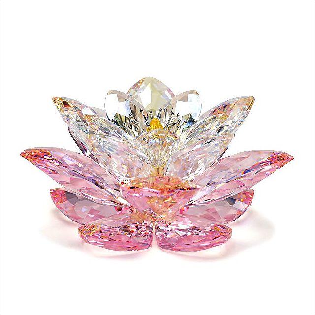 スワロフスキー 置物 SWAROVSKI フィギュア 多面カット ガラス像 フィギュア WATERLILY, ROSALINE スイレン 蓮 睡蓮 華 1141674 送料無料｜salada-bowl｜05