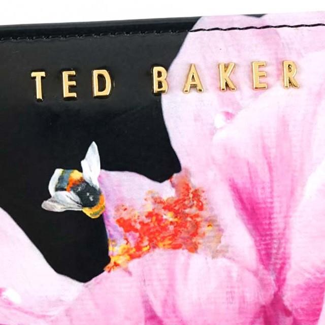 テッドベイカー TED BAKER 二つ折り長財布 レザー 花柄 ブラック 財布 