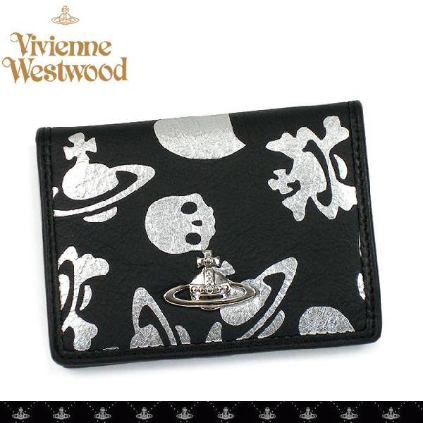 ヴィヴィアンウエストウッドVivienne Westwood ヴィヴィアン オーブ付き パスケース 724V LOGO PRINT ブラック×シルバー セール｜salada-bowl