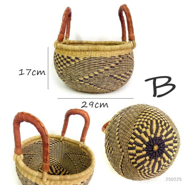 グルスィバスケット2本ハンドル カラー丸 中 エスニック アフリカ