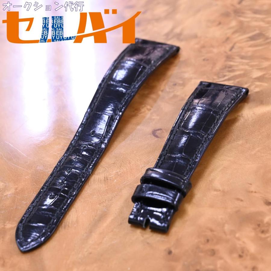本物 パテックフィリップ 純正品 クロコダイルレザーベルト ブラック