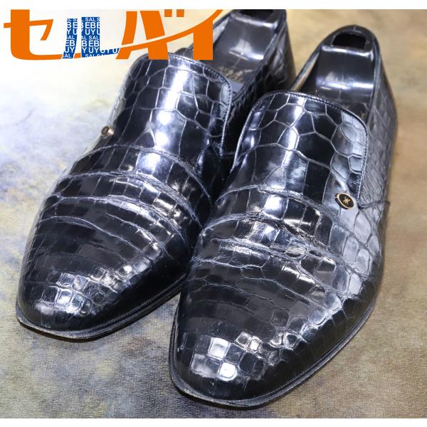 本物 美品 アルティオリ 極希少 最高級クロコダイルレザーシューズ