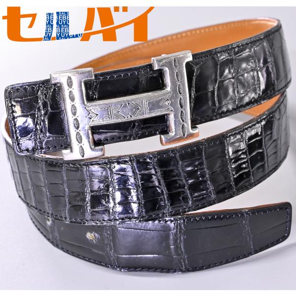 本物 極上品 エルメス 最高級ポロサスクロコダイルレザー 銀無垢