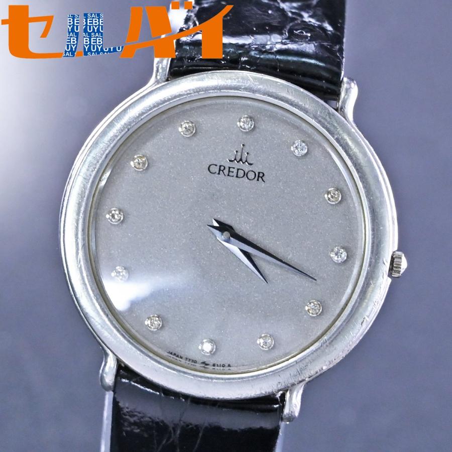 SEIKO CREDOR クレドール pt900 ダイヤモンド クォーツ 腕時計 本物 セイコー 極希少 7770-6100 プラチナ無垢 12Pダイヤ Pt900