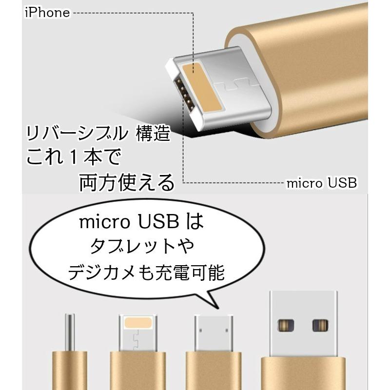 iPhone Android 両用リバーシブルケーブル 「5カラー」アルミニウム