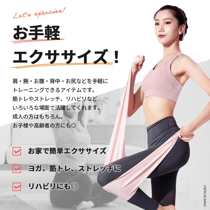 エクササイズバンド ゴム トレーニングチューブ 【全5色】ヨガバンド