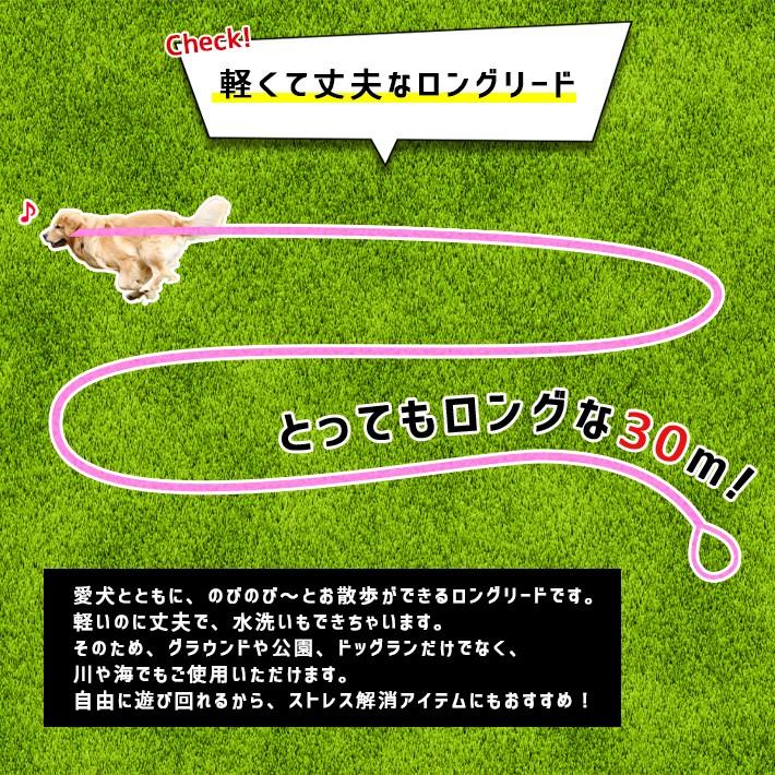 「普通郵便で送料無料」超々ロングリード 30m 犬用「全5色」平型 幅2.5cm 丈夫なフェイクナイロン フラットタイプ｜sale-store｜02