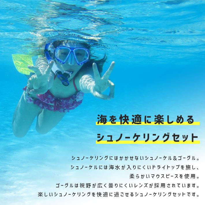 シュノーケル セット【全4色】ドライシュノーケル ＋ マスク (二眼