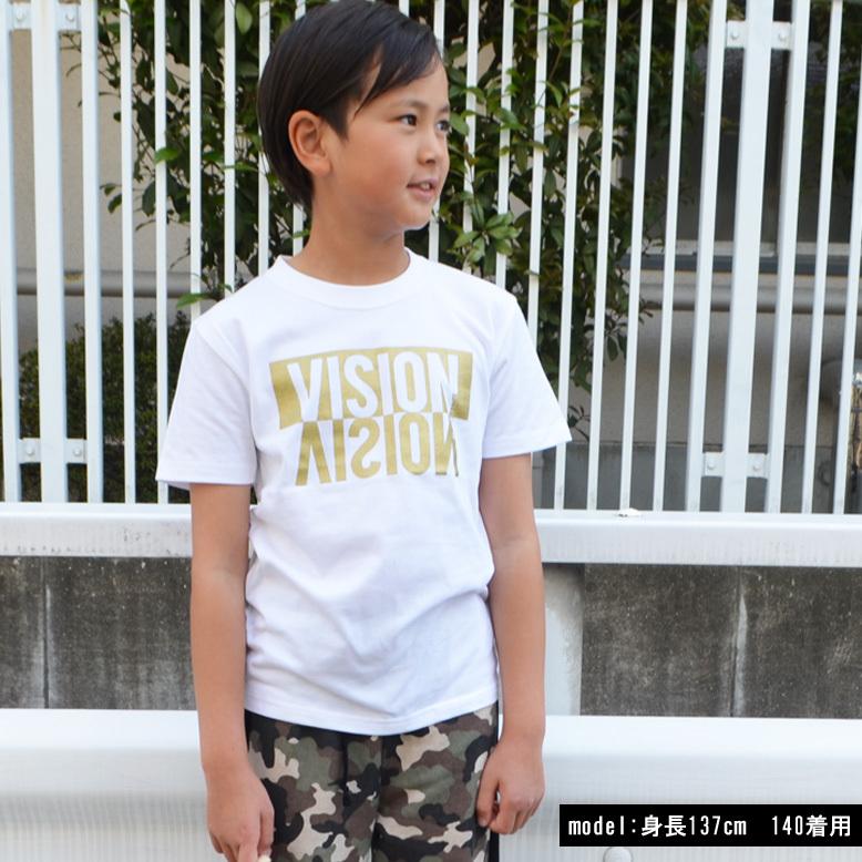 VISIONラメプリントTシャツ メール便可 ラメ プレーンTシャツ キラキラ