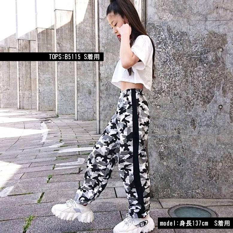 ラインカモフラダボパン サイドライン スウェットパンツ キッズ ダンス