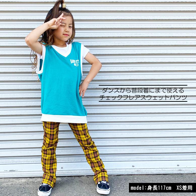 チェックフレアスウェットパンツ メール便可 フレアパンツ キッズ